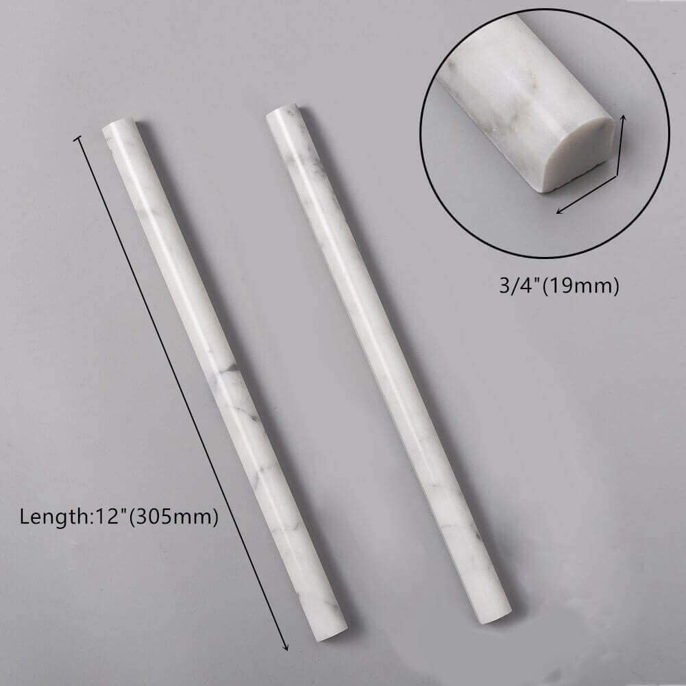 Marble Tiles - Carrara Honed Pencil Liner Marble Moldings 15x20x305mm - intmarble