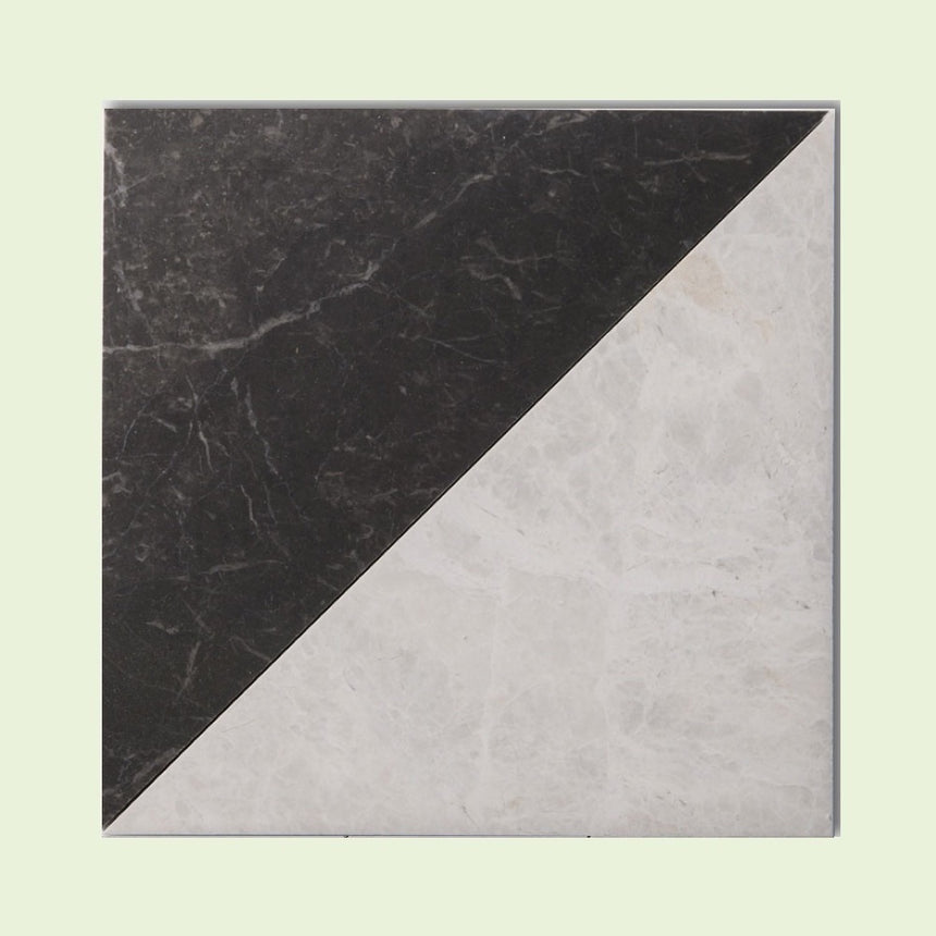 Triangle Honed Marble Black / Alpina White Fitz Collection Chequerboard
