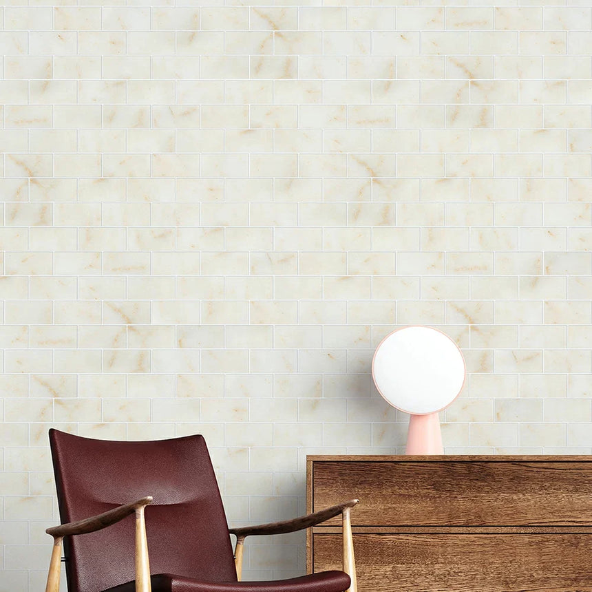 Marble Tiles - Calacatta Amber Honed Subway Marble Tiles 70x140x10mm - intmarble