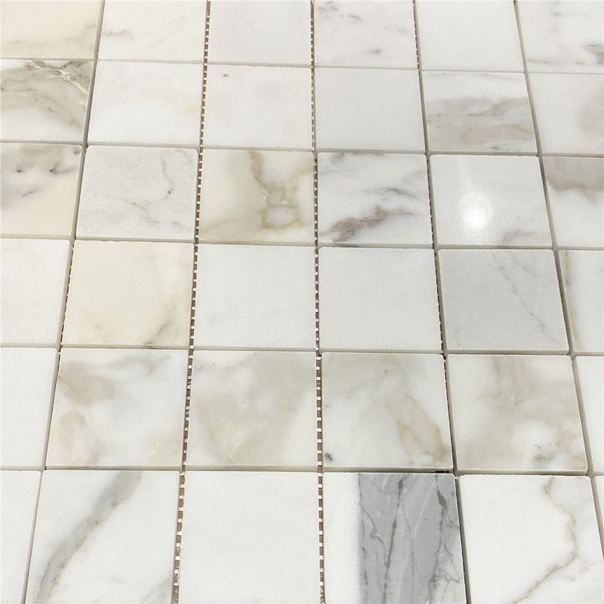 Calacatta Amber Polished Marble Mosaic Metro