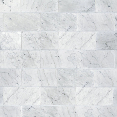 Carrara White Polished Italian Marble Tile 150x300x10mm