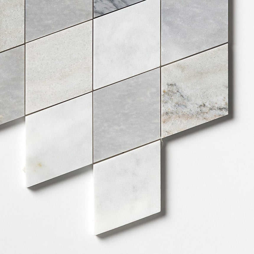 Afyon Grey, Avenza Dark & Palisandra Almas Souls Marble Mosaic Tile 237 x 267 mm