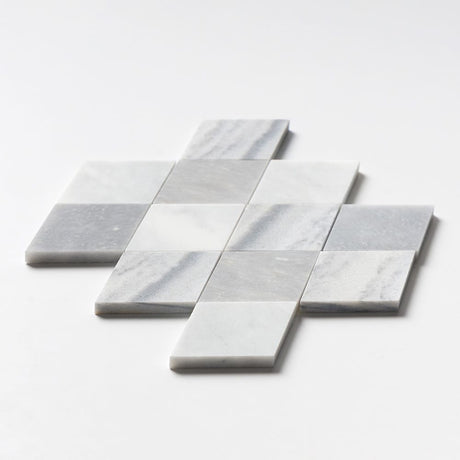 Afyon Grey, Avenza Dark & Palisandra Almas Souls Marble Mosaic Tile 237 x 267 mm