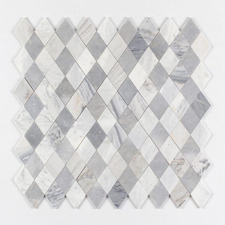 Afyon Grey, Avenza Dark & Palisandra Almas Souls Marble Mosaic Tile 237 x 267 mm