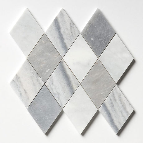 Afyon Grey, Avenza Dark & Palisandra Almas Souls Marble Mosaic Tile 237 x 267 mm