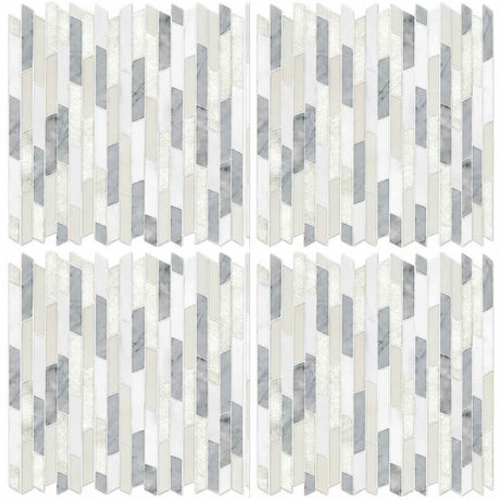 Afyon White, Avenza Light & Dolomite Rhodes Marble Mosaic Tile 224 x 364 mm