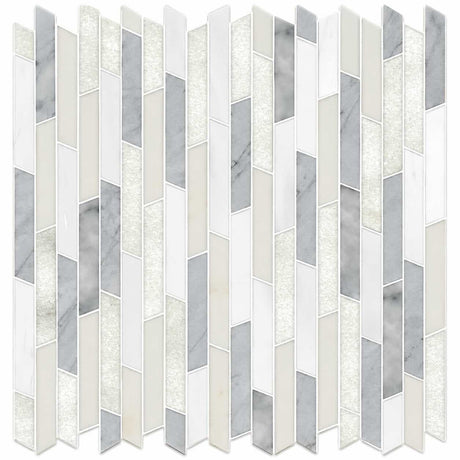 Afyon White, Avenza Light & Dolomite Rhodes Marble Mosaic Tile 224 x 364 mm