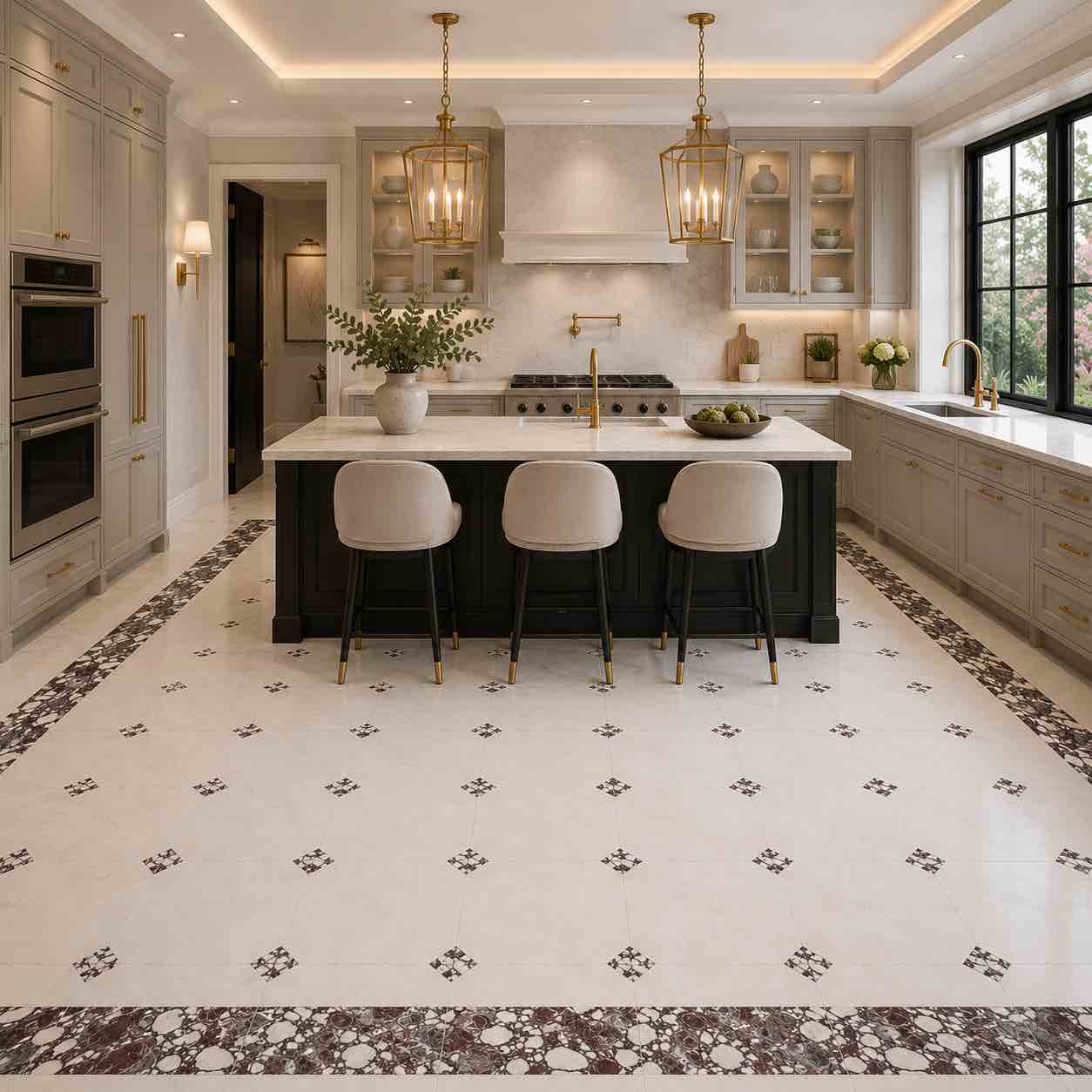 Alpina White Honed Octagon Marble Tile | Calacatta Viola | 305x305x10mm