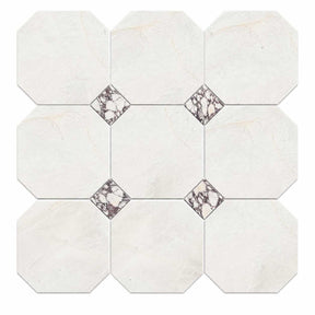 Alpina White Honed Octagon Marble Tile | Calacatta Viola | 305x305x10mm
