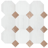 Alpina White Honed Rossa Verona Dot Marble Tiles 457x457x12mm