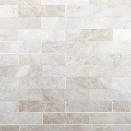 Alpine White Honed Marble Tiles 75x305x12mm