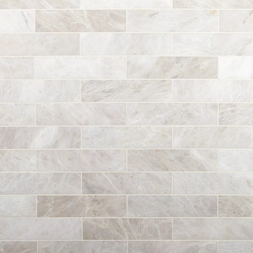 Alpine White Honed Marble Tiles 75x305x12mm