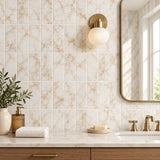 Arabescato Gold Honed Marble Metro Tile 70x140x10mm