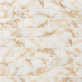 Arabescato Gold Honed Marble Metro Tile 70x140x10mm