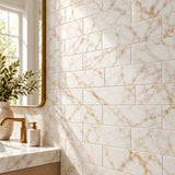 Arabescato Gold Honed Marble Linear Tile 70x305x10mm