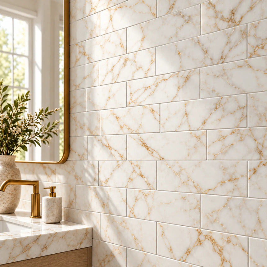 Arabescato Gold Honed Marble Linear Tile 70x305x10mm