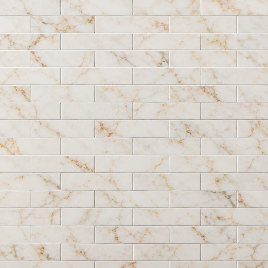 Arabescato Gold Honed Marble Linear Tile 70x305x10mm