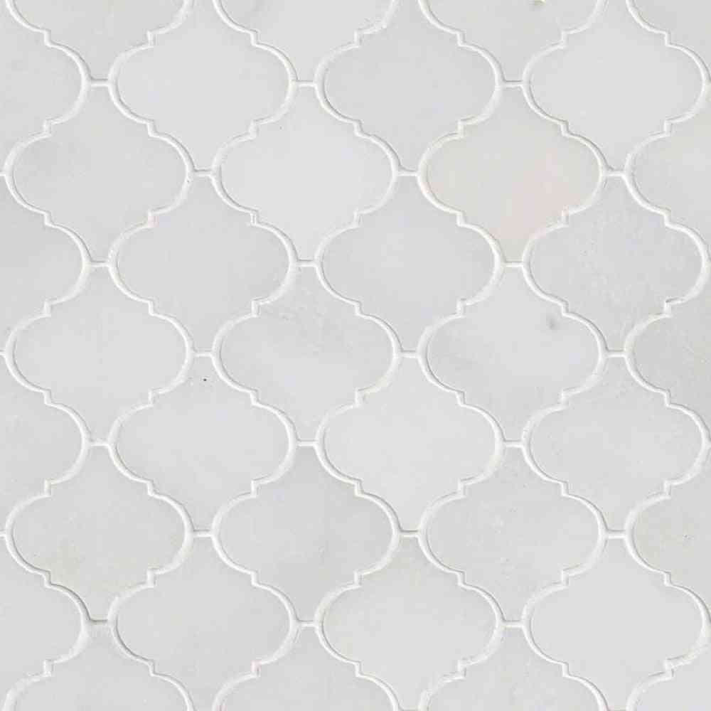 Marble Tiles - Carrara Polished Arabesque Marble Mosaic Tiles Floor Wall Decor - intmarble