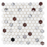 Bianco Dolomite Hexagon Matt Polished Marble Mosaic Sheet (25 × 25 mm)