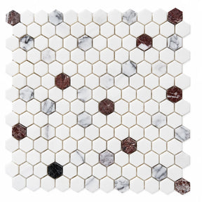 Bianco Dolomite Hexagon Matt Polished Marble Mosaic Sheet (25 × 25 mm)