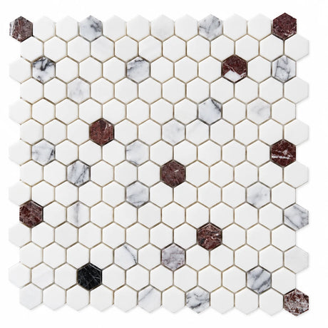 Bianco Dolomite Hexagon Matt Polished Marble Mosaic Sheet (25 × 25 mm)