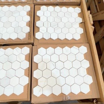 Bianco Dolomite Honed Marble Hexagon Mosaic Tile 48x48x10mm
