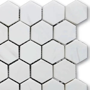 Carreau de mosaïque hexagonale en marbre aiguisé par Dolomite Bianco 48x48x10mm
