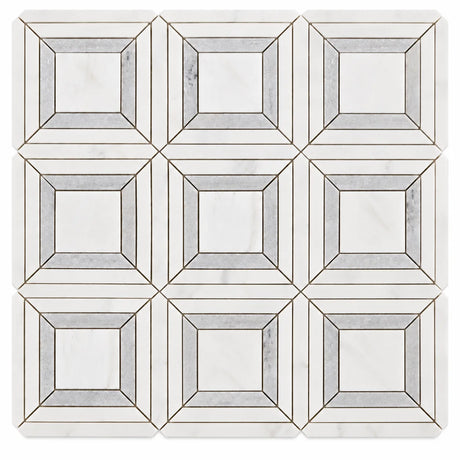 Bianco Dolomite Waterjet Matt Polished Marble Mosaic Sheet (305 × 305 mm)