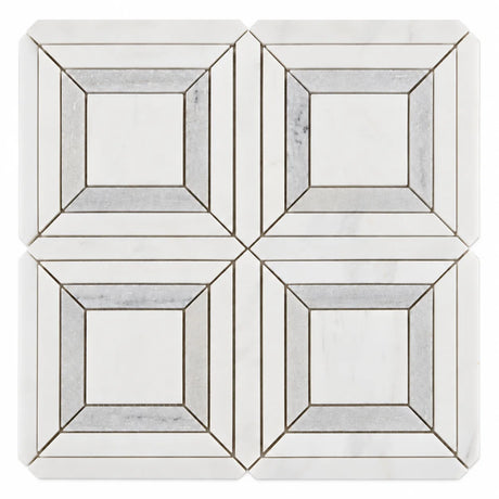 Bianco Dolomite Waterjet Matt Polished Marble Mosaic Sheet (305 × 305 mm)