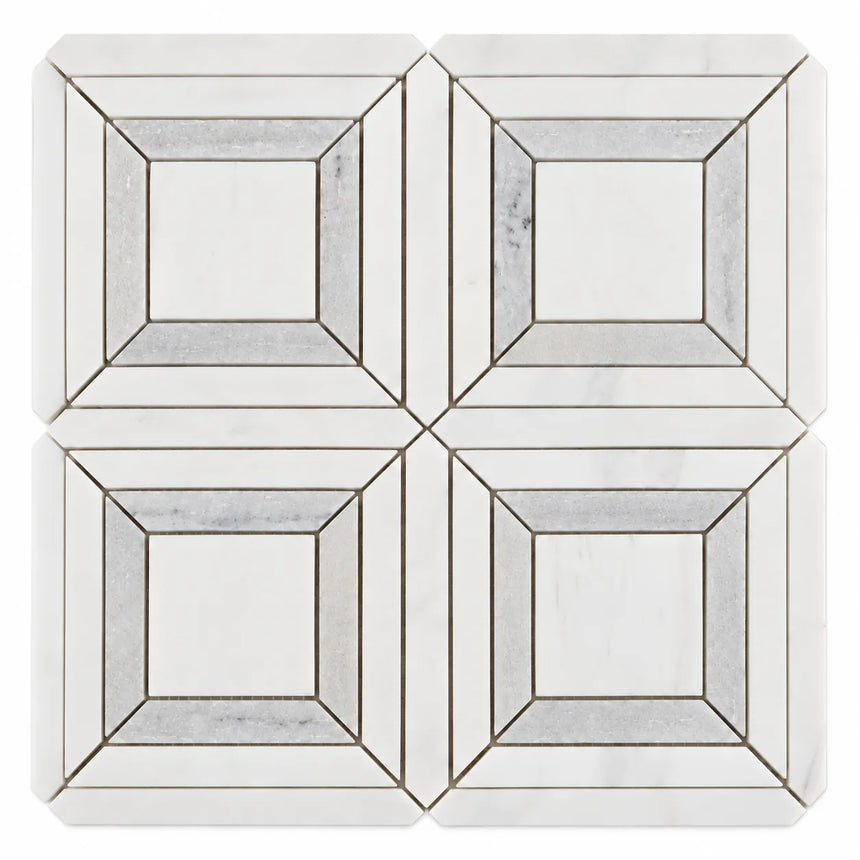 Bianco Dolomite Waterjet Matt Polished Marble Mosaic Sheet (305 × 305 mm)