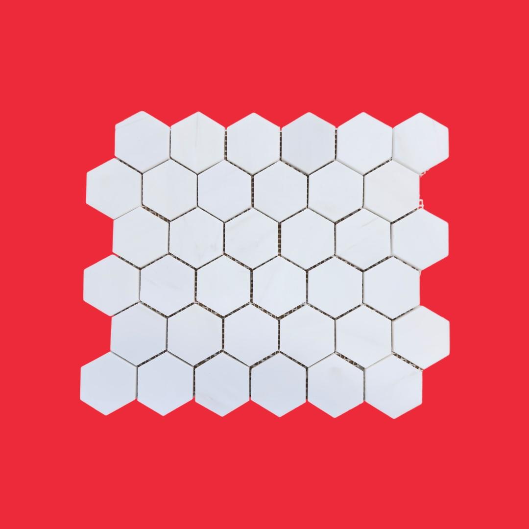 Bianco Dolomite Polished Marble Hexagon Mosaic Tile 48x48x10mm