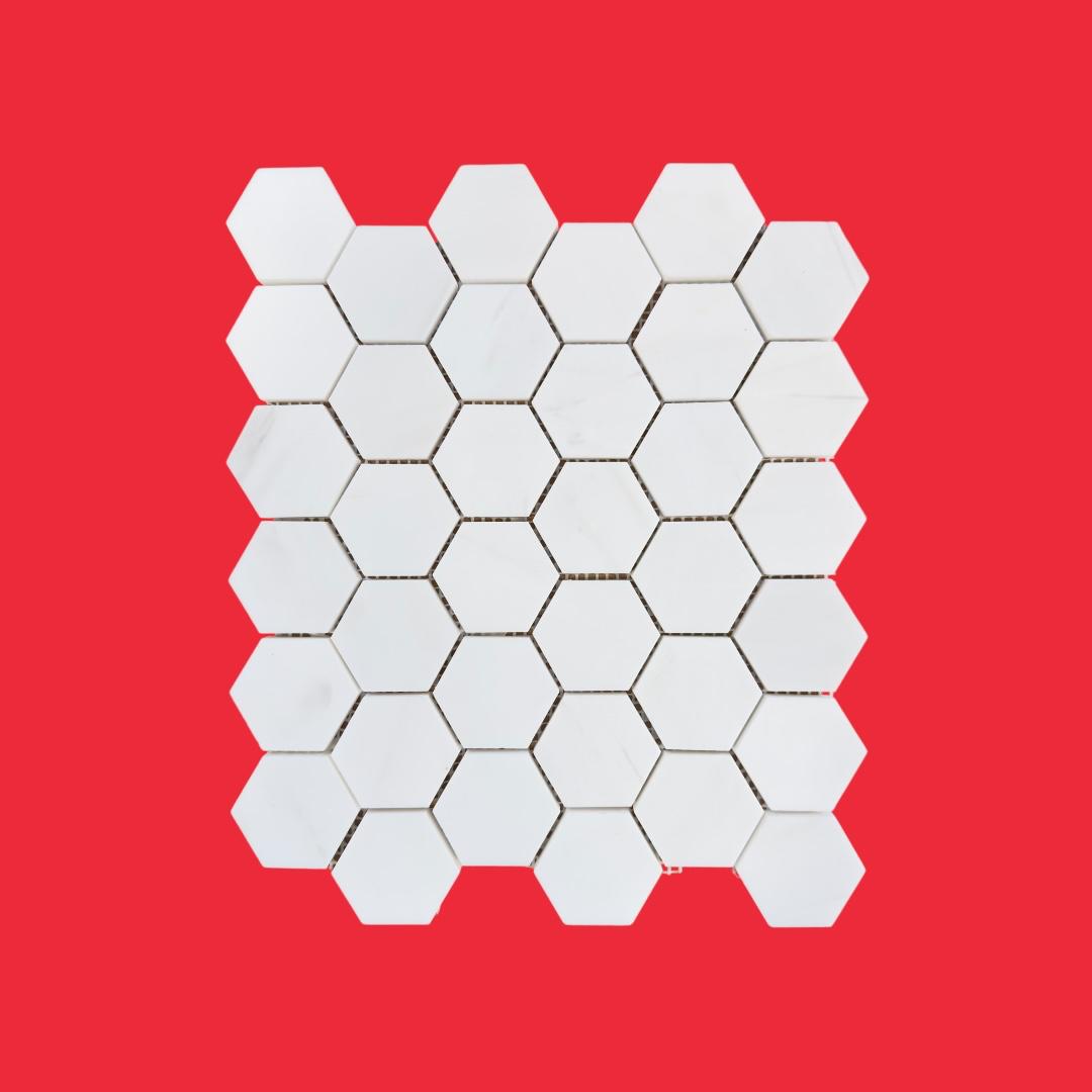 Bianco Dolomite Polished Marble Hexagon Mosaic Tile 48x48x10mm