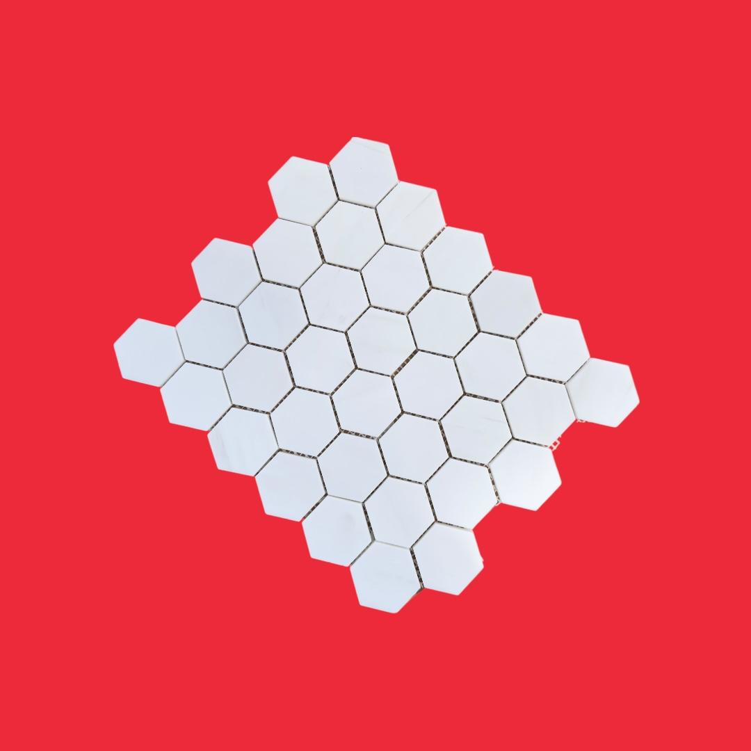 Bianco Dolomite Polished Marble Hexagon Mosaic Tile 48x48x10mm