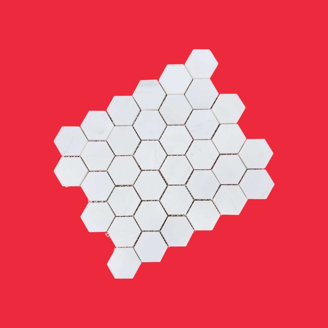 Bianco Dolomite Polished Marble Hexagon Mosaic Tile 48x48x10mm