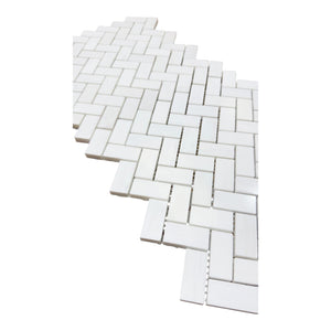 Bianco Thassos PolHerringbone Marble Mosaics