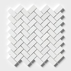 Bianco Thassos Polished Herringbone Marble Mosaic