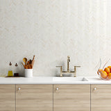 Calacatta Amber Honed Marble Herringbone Mosaic | 15x75mm Chip