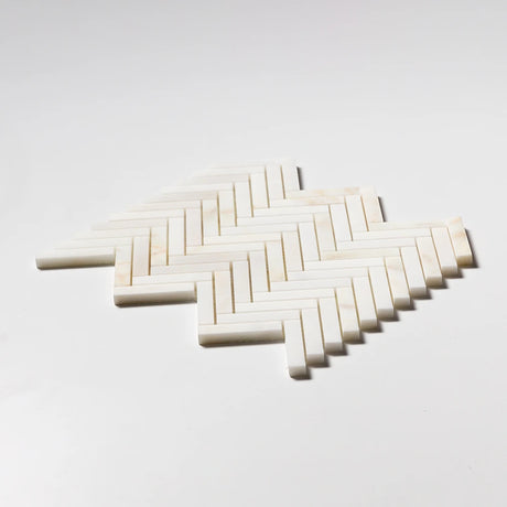 Calacatta Amber Honed Marble Herringbone Mosaic | 15x75mm Chip
