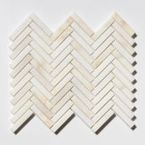 Calacatta Amber Honed Marble Herringbone Mosaic | 15x75mm Chip