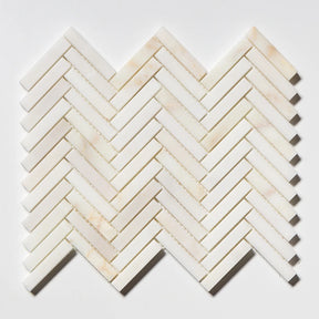 Calacatta Amber Honed Marble Herringbone Mosaic | 15x75mm Chip