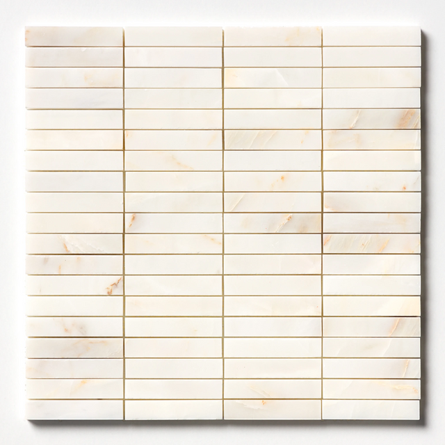 Calacatta Amber Honed Marble Iggy Maxi Mosaic | 23x151mm Chip