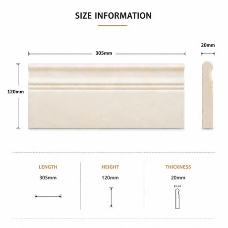 Calacatta Amber Honed Baseboard Skirting Board 130x305x20mm
