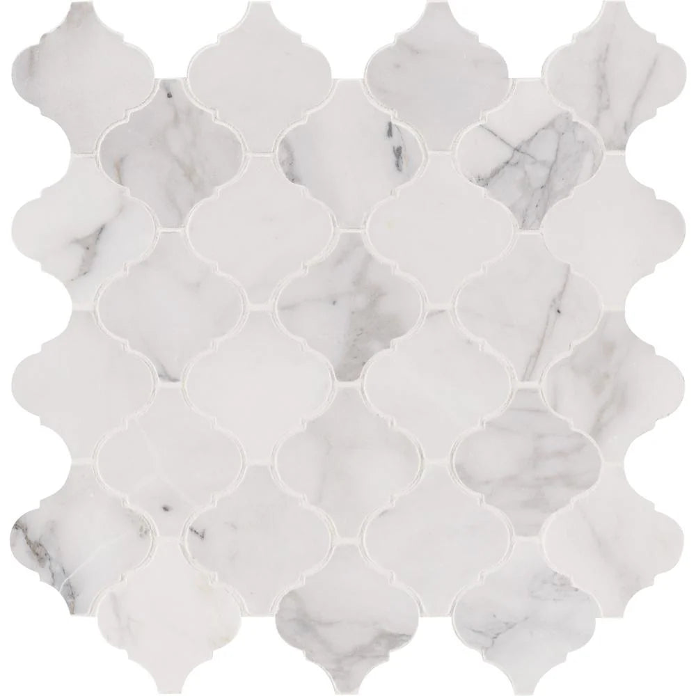 Calacatta Arabesque Marble Mosaic Tiles