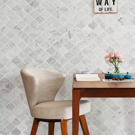 Calacatta Arabesque Marble Mosaic Tiles