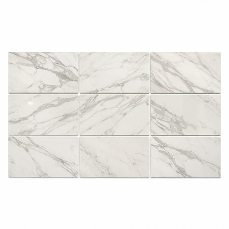 Calacatta Bergoni Polished Italian Marble Tile 305 × 610 mm