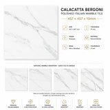 Calacatta Bergoni Polished Italian Marble Tiles | 457x457x10mm