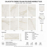Calacatta Cremo Polished Italian Marble Tiles | Subway Metro | 150x300x10mm