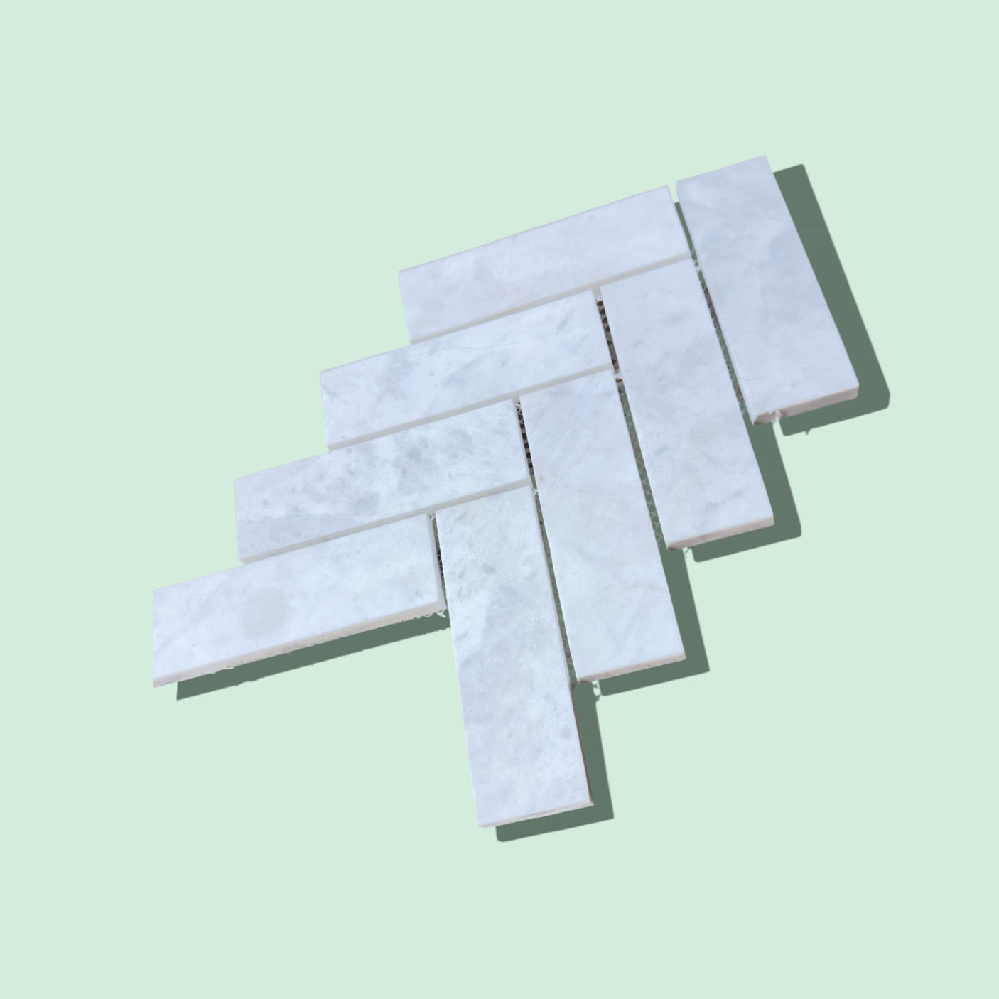 Calacatta Honed Marble Large Herringbone Mosaic