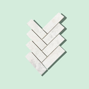 Calacatta Honed Marble Large Herringbone Mosaic