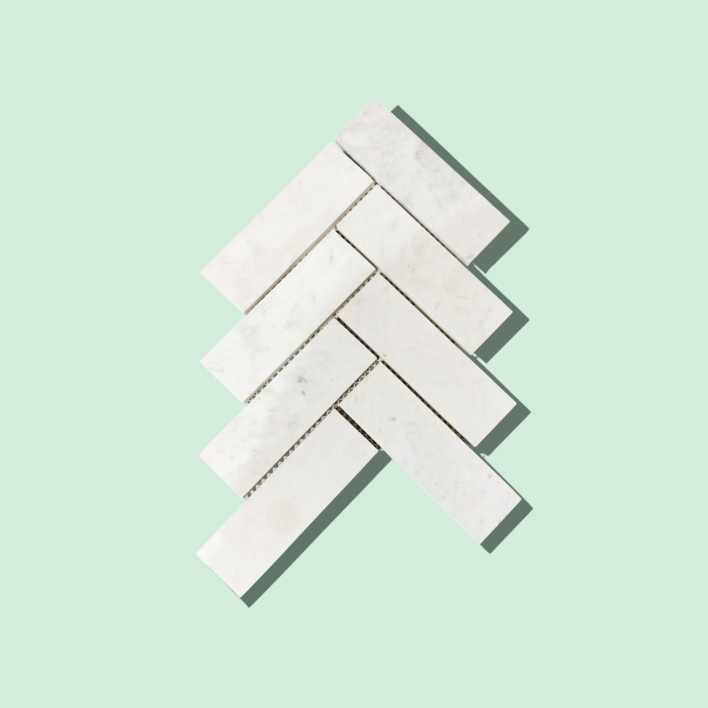 Calacatta Honed Marble Large Herringbone Mosaic